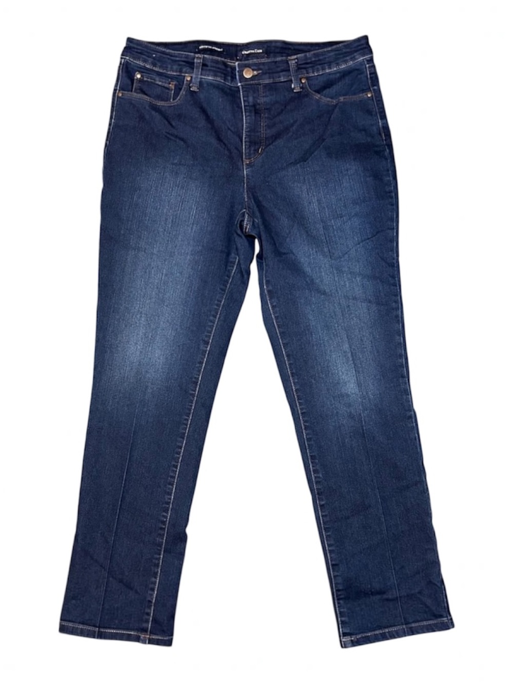 Charter Club Women’s Jeans Lexington Straight SZ 14 Short Dark High Rise  #323